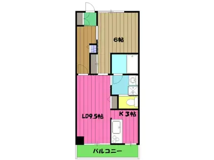 アルベールF(1LDK/2階)の間取り写真