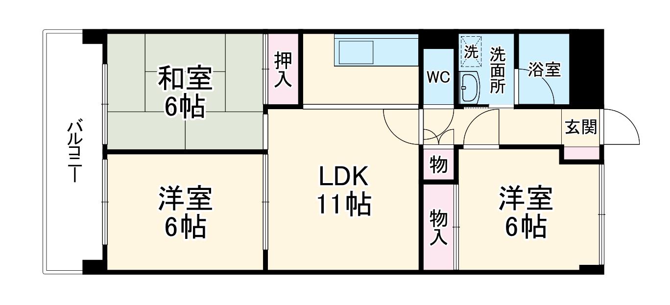 フローラルハイツ澤田(3LDK/4階)の間取り写真