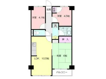 第2セジュール市ヶ尾(3LDK/1階)の間取り写真
