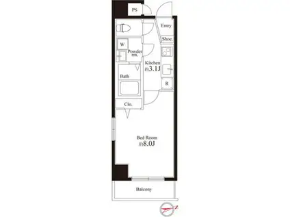 REGALO世田谷松陰神社(1DK/5階)の間取り写真