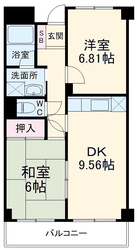 エーデルローゼン(2LDK/5階)の間取り写真