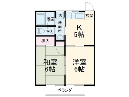 第5もえぎ野ハイツ(2DK/2階)の間取り写真