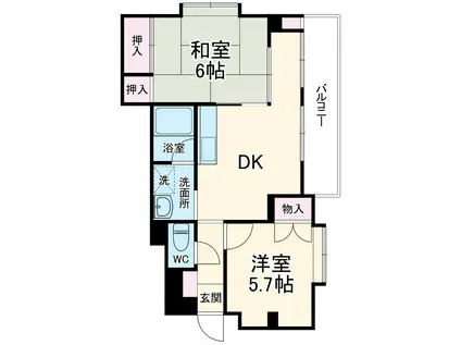 パピヨン行徳(2DK/3階)の間取り写真