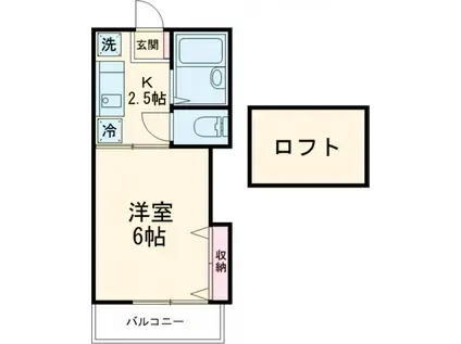 ルビーハイツ(1K/2階)の間取り写真