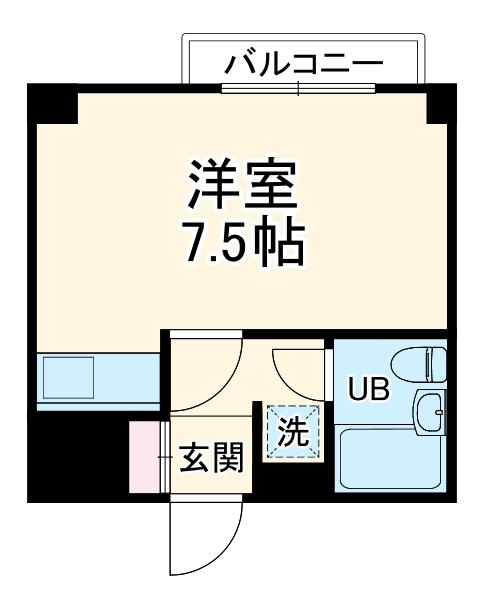 レジデンスケンビ(ワンルーム/2階)の間取り写真