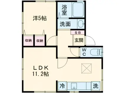 プチメゾン東戸倉Ⅱ(1LDK/1階)の間取り写真