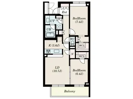 S-FORT横浜青葉台(2LDK/5階)の間取り写真