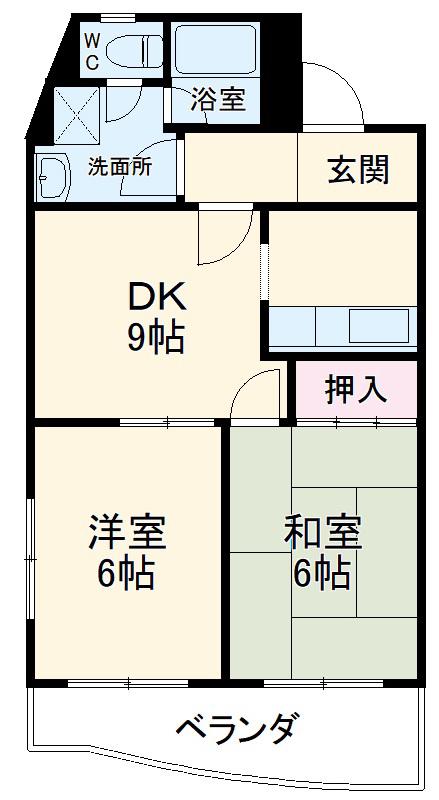 パルティーレⅡ(2DK/2階)の間取り写真