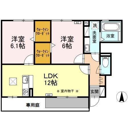東海道本線 天竜川駅 徒歩27分 2階建 築11年(2LDK/1階)の間取り写真