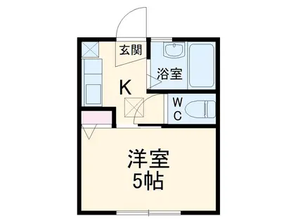 ヒルズ二俣川(1K/1階)の間取り写真