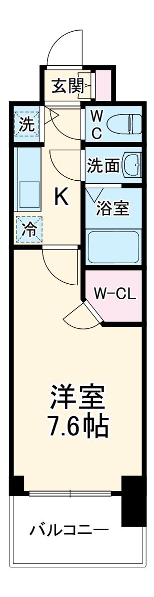プレサンス栄ライズ(1K/13階)の間取り写真