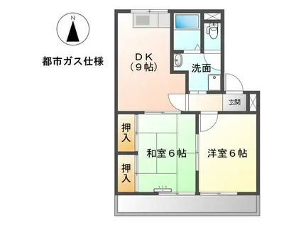 レジデンス光琳(2DK/4階)の間取り写真