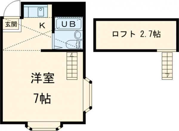 ヴィラ桜ヶ丘(ワンルーム/2階)の間取り写真