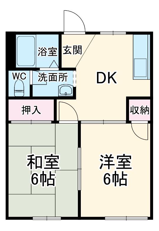 ハイツサンライズ(2DK/1階)の間取り写真