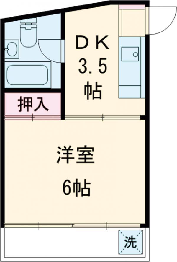 松屋ビル(1K/2階)の間取り写真