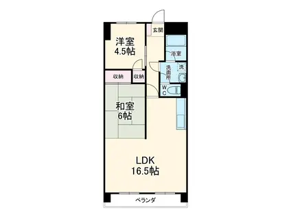 ヴィラージュ歌里(2LDK/3階)の間取り写真