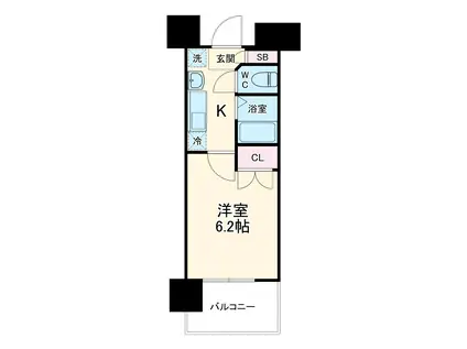 パルティール城西(1K/8階)の間取り写真