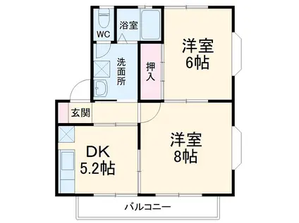 グローリィ三和(2DK/1階)の間取り写真