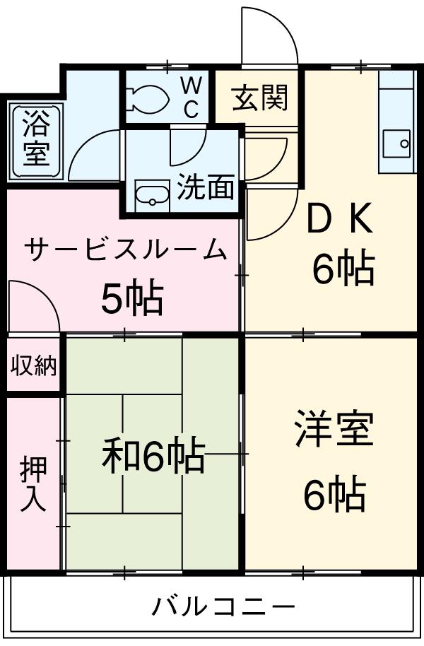 グリーンビレッジ(2SDK/2階)の間取り写真