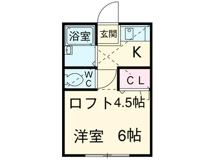 ハーミットクラブハウス四季美台B(ワンルーム/2階)の間取り写真