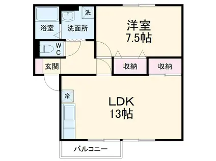 セジュールONE(1LDK/2階)の間取り写真