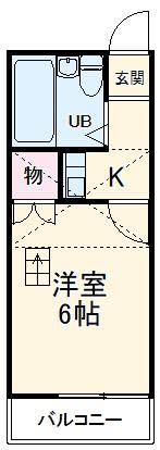 ガーデンハイツ八田(1K/1階)の間取り写真