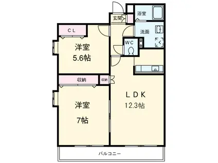 グランドハイツ妙典(2LDK/4階)の間取り写真