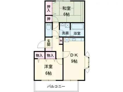 シルクトゥリー B棟(2DK/2階)の間取り写真