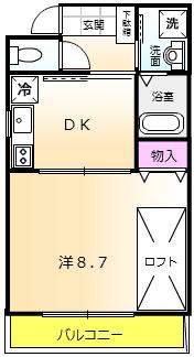 L・とれじゃー(1DK/2階)の間取り写真