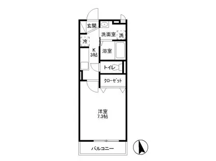 グランモア青葉(1K/2階)の間取り写真
