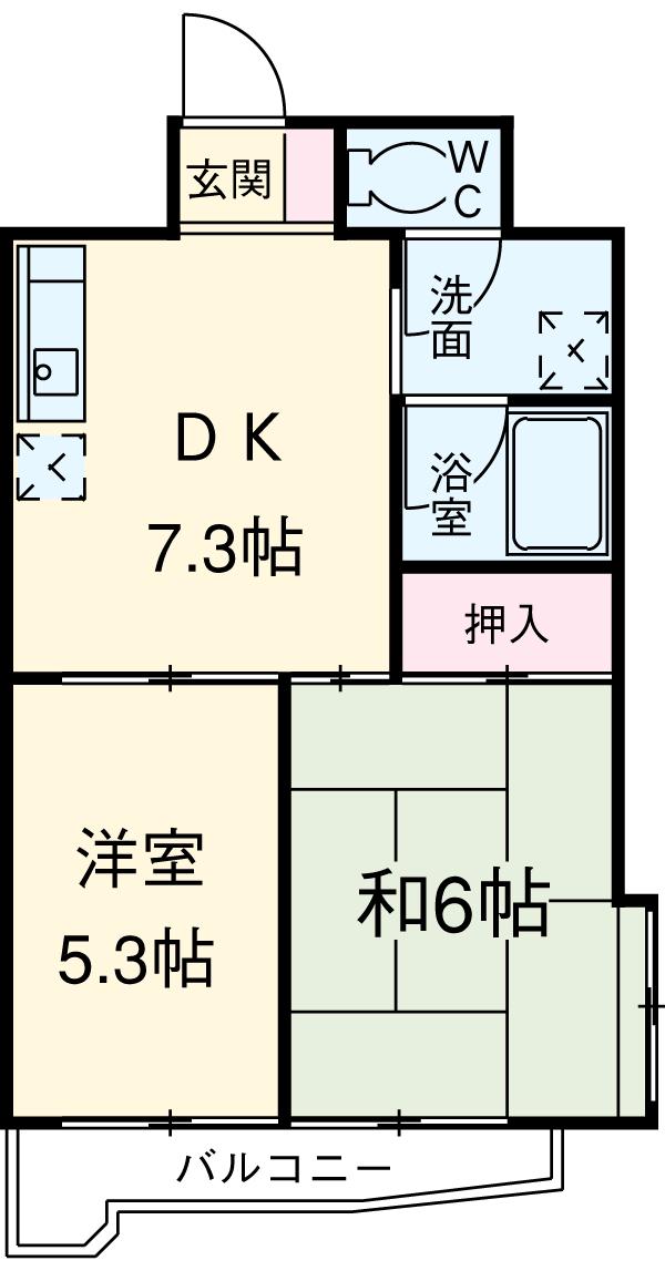 いづみマンション一橋(2DK/4階)の間取り写真