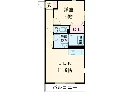 グランウッド(1LDK/2階)の間取り写真