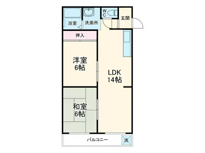 稲本ビル(2LDK/6階)の間取り写真