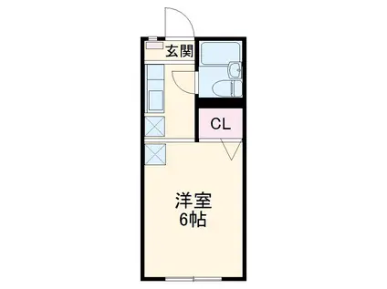 スチューデントパレス多摩センタ(1K/2階)の間取り写真