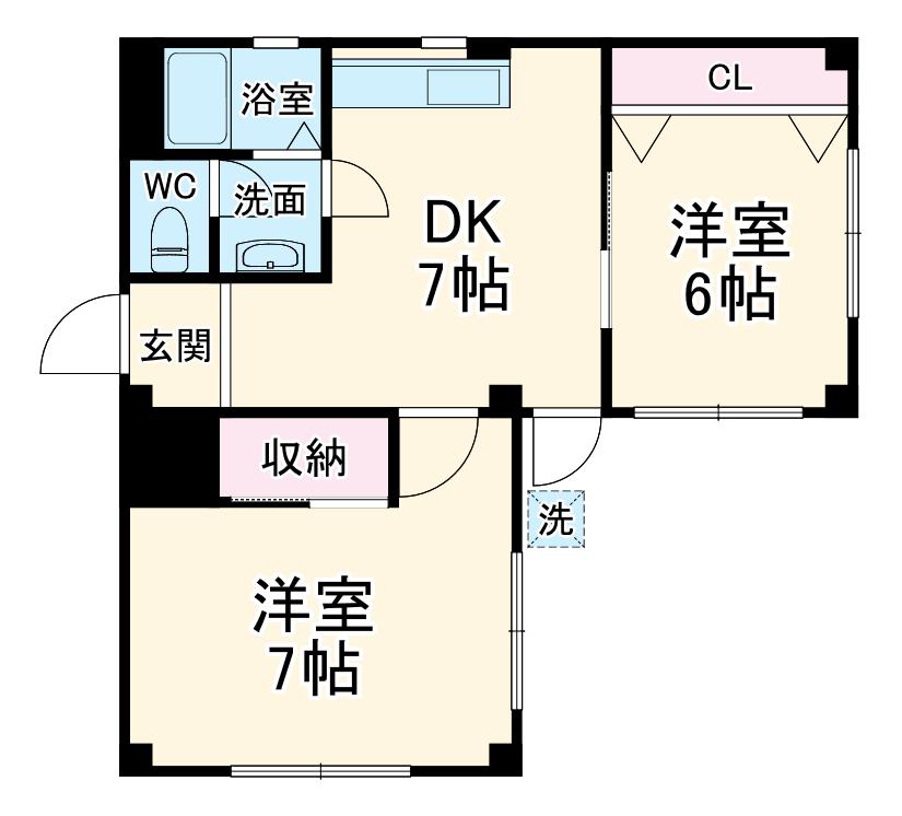 行徳ハイム(2DK/1階)の間取り写真
