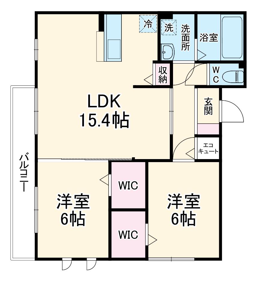 パラディーゾ(2LDK/3階)の間取り写真