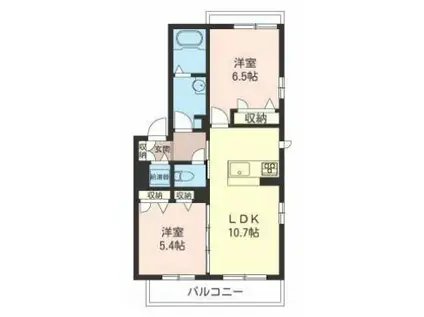 エスペランサ塩焼(2LDK/3階)の間取り写真