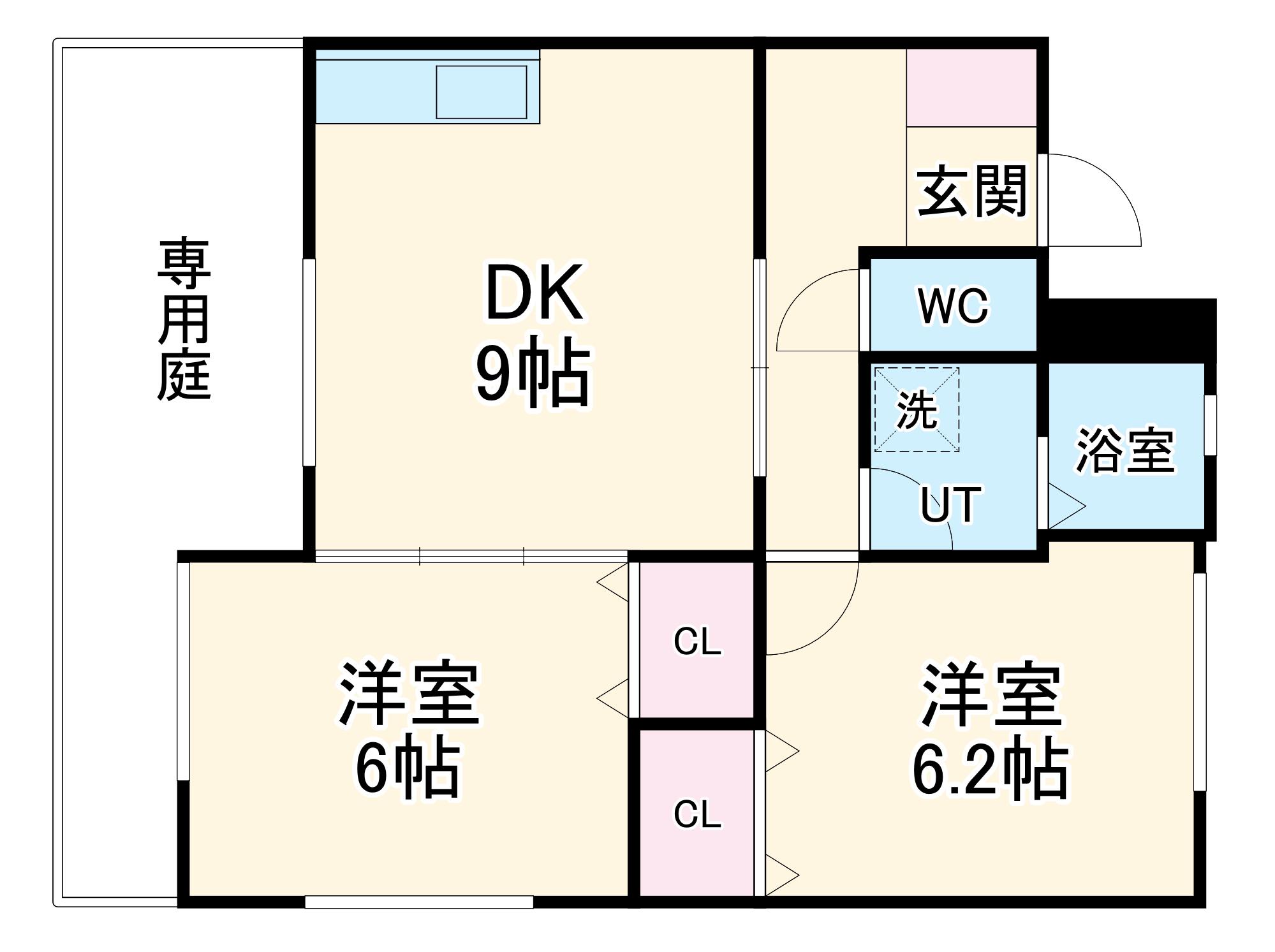 クワトロ(2DK/1階)の間取り写真