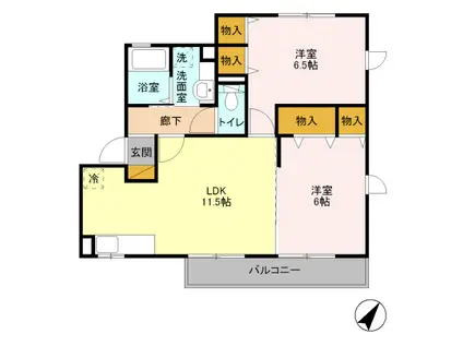 ラピュタK(2LDK/2階)の間取り写真