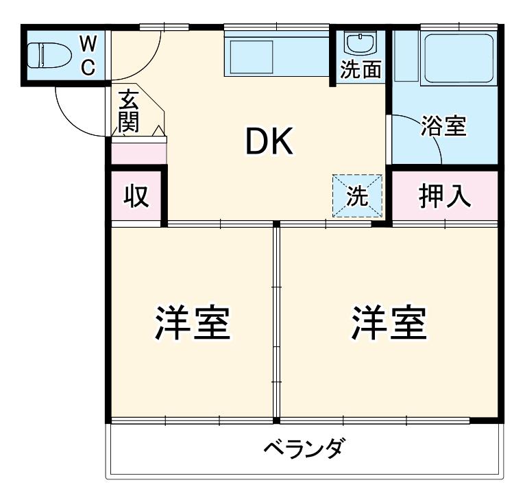 キャンベラハウス(2DK/3階)の間取り写真