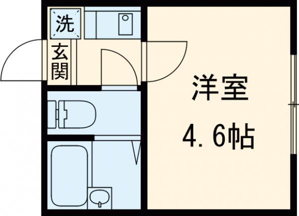 スプリングシャンテⅡ(1K/1階)の間取り写真