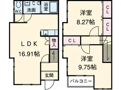 ファビージョージアン・イースト(2LDK)の間取り写真