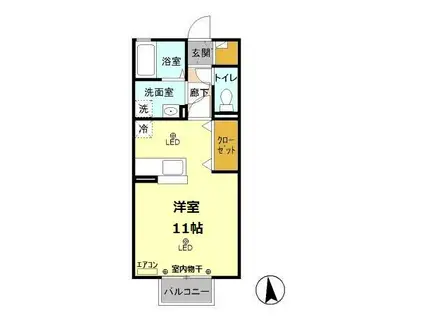 レセンテ新田原2(ワンルーム/2階)の間取り写真