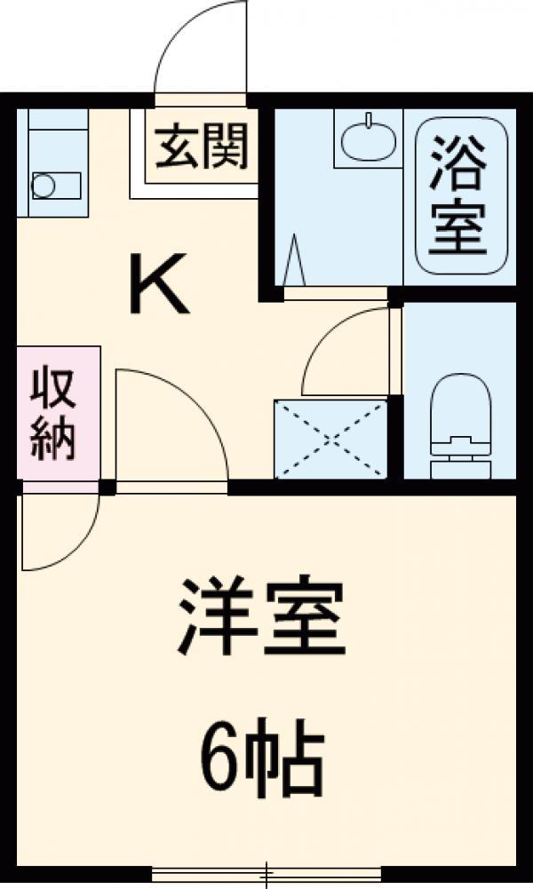 ウエスト(1K/2階)の間取り写真