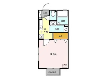 リアルコート Ⅰ(1K/2階)の間取り写真