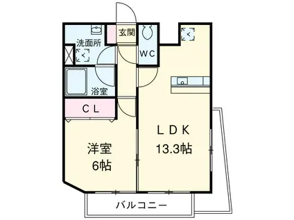 ミコノス山王(1LDK/11階)の間取り写真