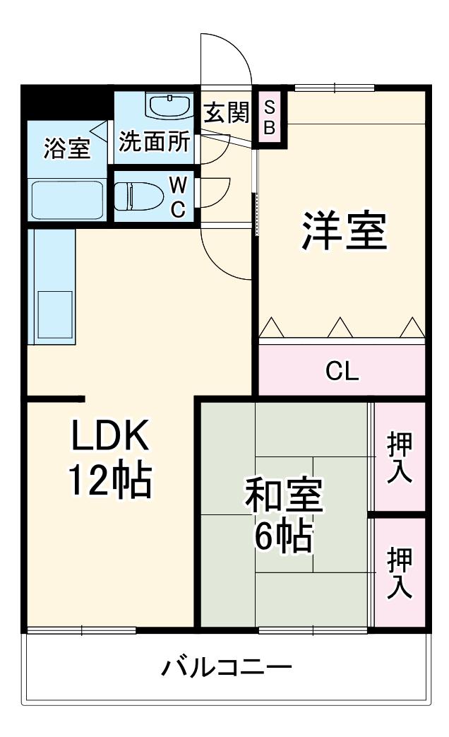 NEWWINDSHOUSE(2LDK/3階)の間取り写真
