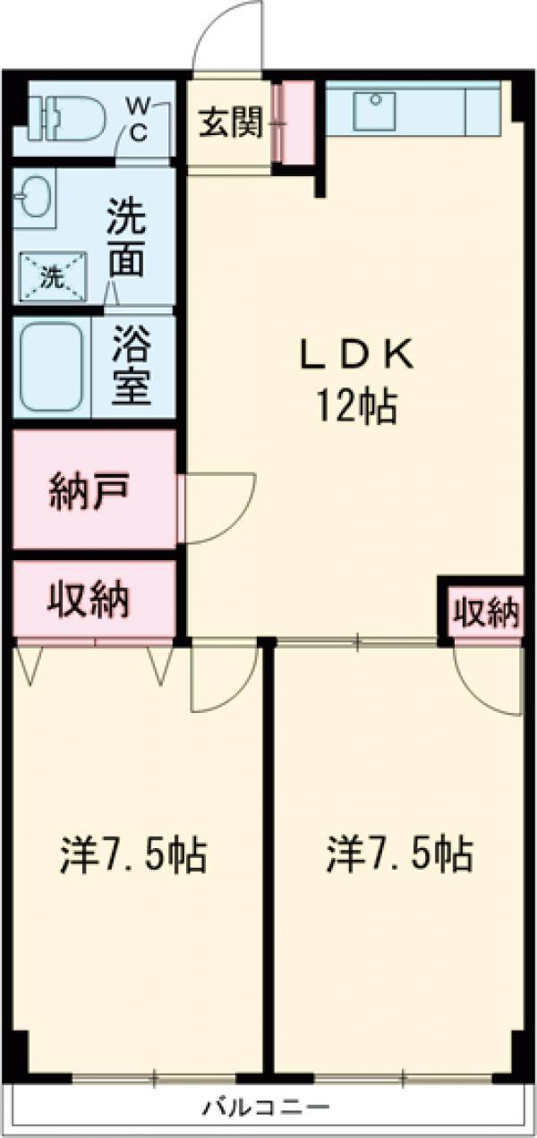 サンハイム中幸(2SLDK/3階)の間取り写真