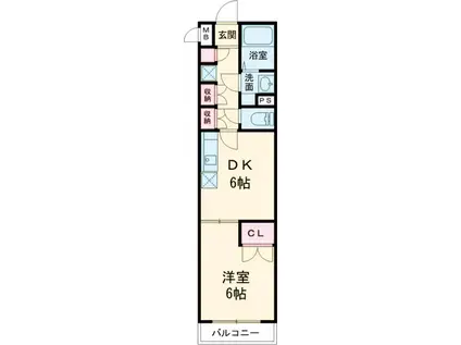 リブリ・K&W上池台(1DK/4階)の間取り写真