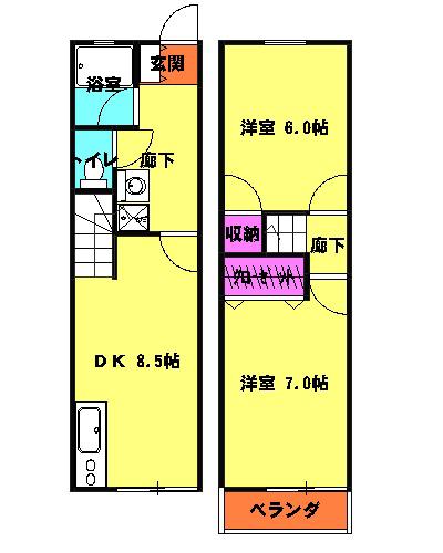 MTメゾネット2号棟(2DK)の間取り写真